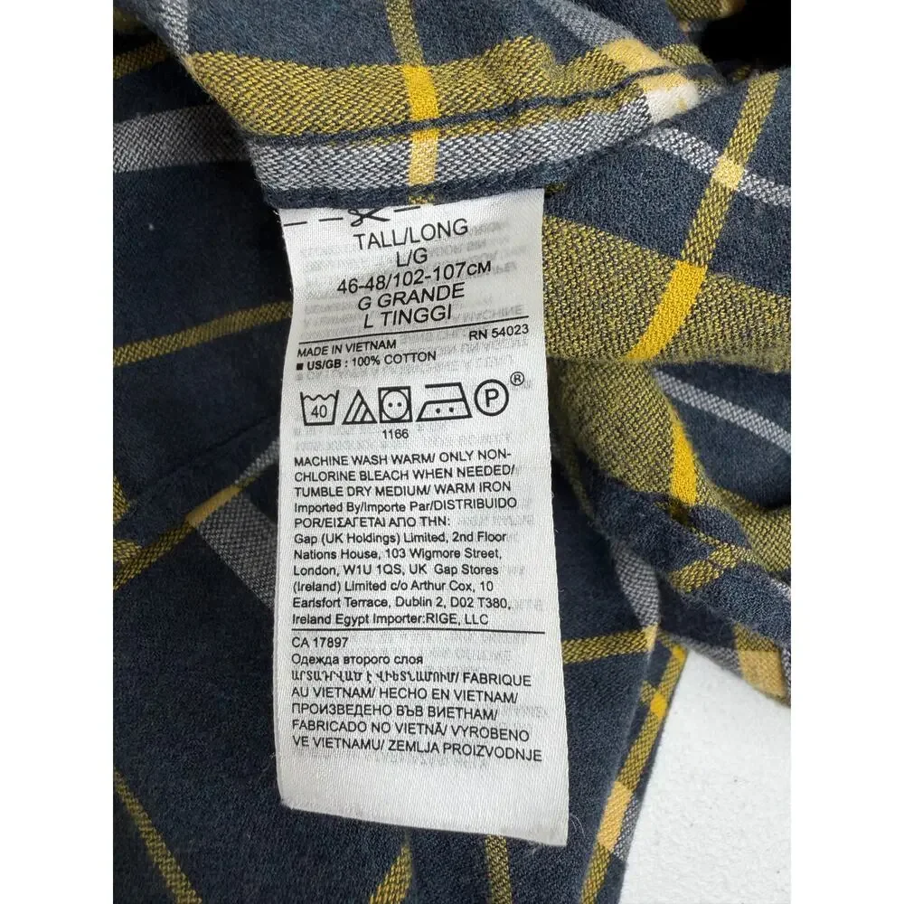 Banana Republic Ultra-Soft Flannel Button Down Shirt Men's Sz L Tall Untucked